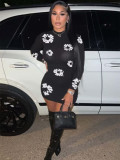 Women Long Sleeve Bodycon Sexy Print Dress
