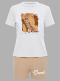 Women printed T-shirt and shorts two-piece set