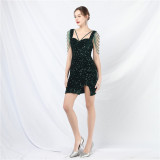Beaded Sequin Short Evening Dress