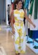 Spring Fashion Chic Printed Sleeveless Women's Wide Leg Jumpsuit
