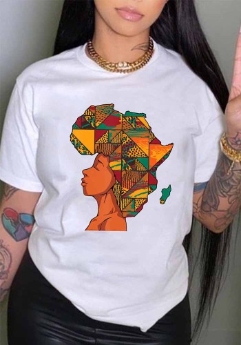 Round Neck Pullover Printed Short Sleeve Women's T-Shirt