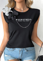 Floral Chain Contrast Sleeveless Top