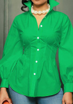 Sexy Slim Solid Color Button Shirt Top