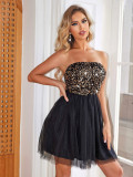 Sexy Strapless Sequined A-Line Prom Evening Dress