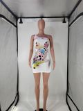 Women's Fashion Casual Positioning Print Strap Dress