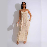 Women's Fashionable Sun Protection Cover-Up Beach Long Dress Knitting Dress