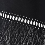 Sexy Hollow Seamless Knitting Jacquard One-Piece High Stretch Jumpsuit