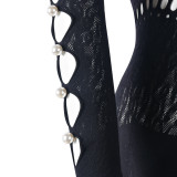 Sexy Hollow Seamless Knitting Jacquard One-Piece High Stretch Jumpsuit