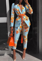 Printed Suit Career Blazer Trousers  Two Piece Set