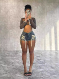 Women's Spring/Summer Fashion Slim Fit Style Lace-Up Stretch Denim Shorts