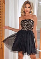 Sexy Strapless Sequined A-Line Prom Evening Dress Sexy Strapless Sequined A-Line Prom Evening Dress