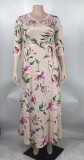 Plus Size Women Casual Print Maxi Dress