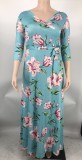 Plus Size Women Casual Print Maxi Dress