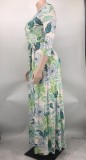 Plus Size Women Casual Print Maxi Dress