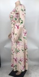 Plus Size Women Casual Print Maxi Dress
