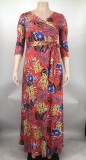 Plus Size Women Casual Print Maxi Dress