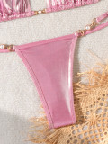 Women Halter Neck Sexy Shiny Bikini Two Pieces
