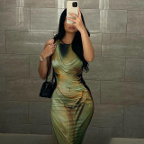 Women summer printed sexy sleeveless dress for women