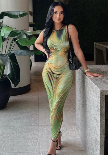 Women summer printed sexy sleeveless dress for women