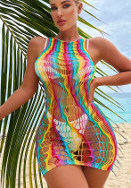 Women Sexy Colorful Striped Beach Bikini Dress Women Sexy Colorful Striped Beach Bikini Dress
