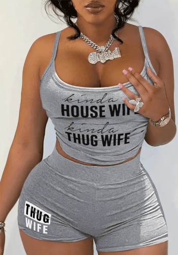 Women Printed Tank Top and Shorts Two-piece Set