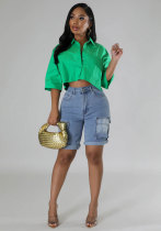 Spring Summer Fashion Casual Short Sleeve Women's Loose Shirt