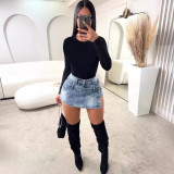 Women Sexy Style Irregular Denim Skirt