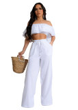 Women Casual Ruffled Top and Pants Two-piece Set