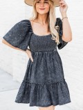 Spring Summer Short-Sleeved Loose Denim Dress
