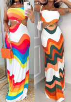 Sexy Printed Patchwork Low Back Hollow Stretch Halter Neck Maxi Dress Sexy Printed Patchwork Low Back Hollow Stretch Halter Neck Maxi Dress