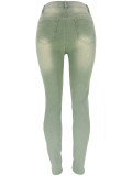 Women's Washed High Waist Denim Pants
