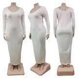 Plus Size Women Sexy Solid V-Neck Dress