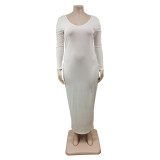 Plus Size Women Sexy Solid V-Neck Dress