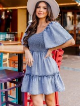 Spring Summer Short-Sleeved Loose Denim Dress