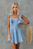 Women's Summer Fashion Casual Fly Sleeve Low Back Denim Dress