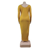 Plus Size Women Sexy Solid V-Neck Dress