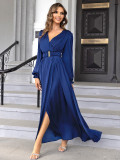Spring Sexy V-Neck Long Chiffon Formal Party  Evening Dress