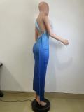 Women's Summer Sleeveless Slash Shoulder Gradient Color Sexy Slim Long Dress
