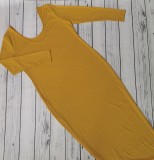 Plus Size Women Sexy Solid V-Neck Dress