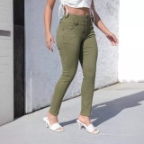 Spring High Waist Washed Slim Fit Tight Fitting Denim Pants