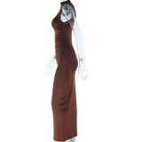 Women's Solid Color Sleeveless Round Neck Chic Casual Dress