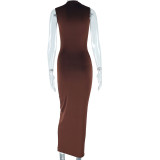 Women's Solid Color Sleeveless Round Neck Chic Casual Dress