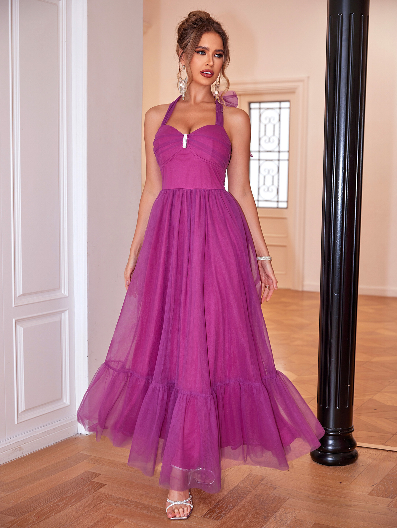 Women Summer Mesh Formal Party Dress