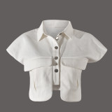 Women pocket shirt collar jacket