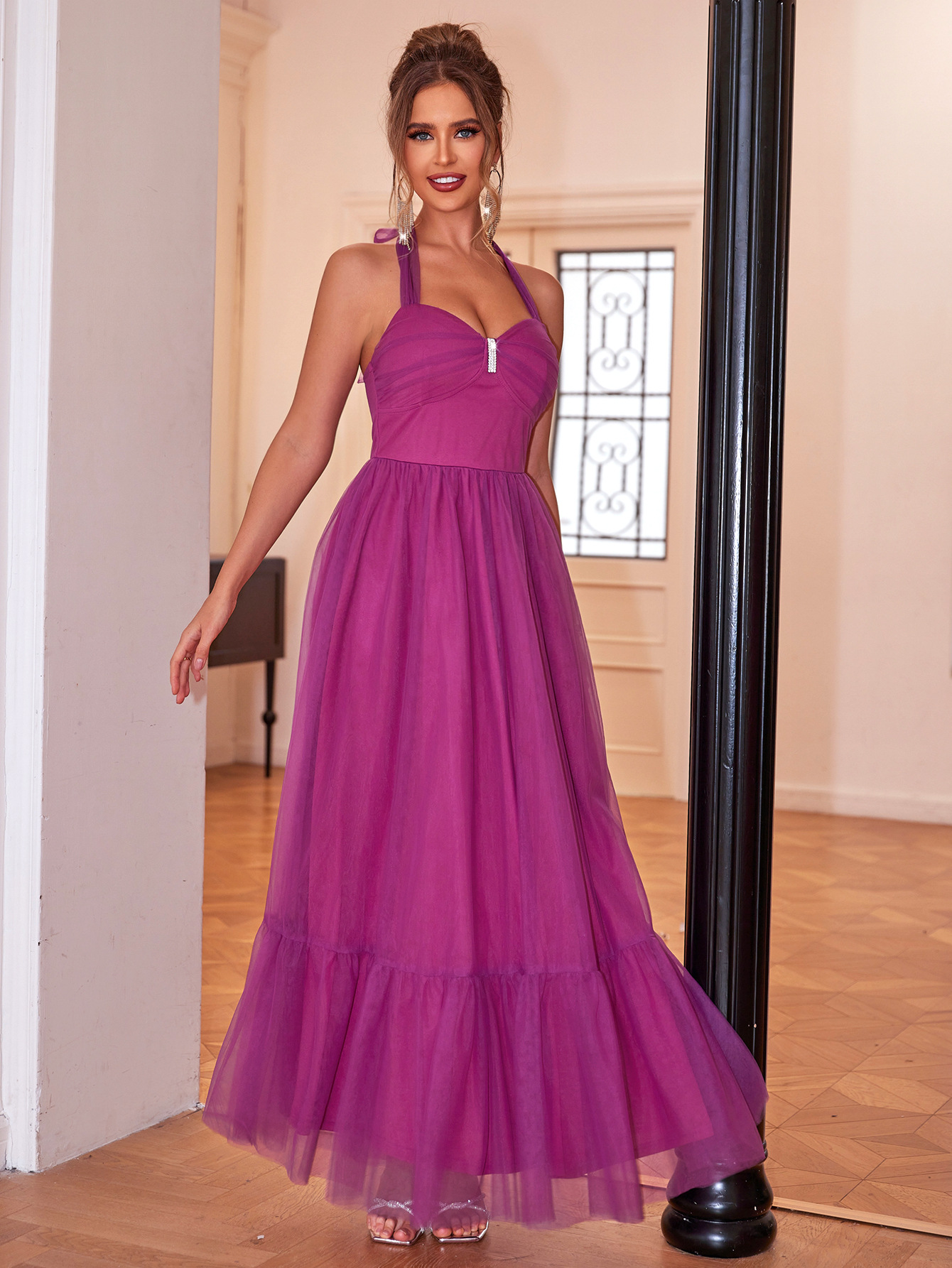 Women Summer Mesh Formal Party Dress