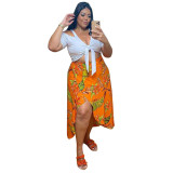 Plus Size Women Print Casual Two-piece Set