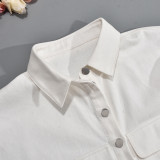 Women pocket shirt collar jacket