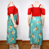 Plus Size Women Print Casual Two-piece Set