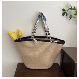 Women Popular Beach Holidays Straw Bag Shoulder Tote Bag