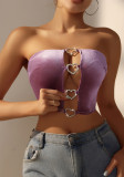 Women Heart Shaped Diamond Sexy Strapless Basic Top